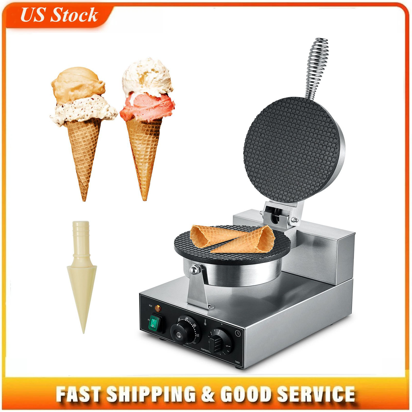 Ice Cream Maker Electric - Электрическая вафельница для рожков для мороженого,